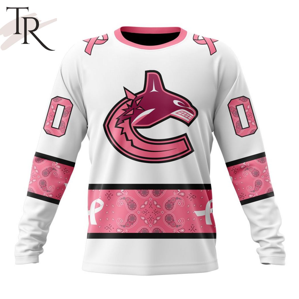 New 2025 NEW] Personalized NHL Vancouver Canucks In Classic Style With Paisley! IN OCTOBER WE WEAR PINK BREAST CANCER Custom Hoodie - Image 6